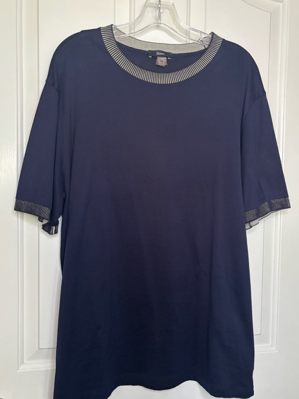 EUC HERNO Blue Men’s Short Sleeve Cotton Knit Crewneck Shirt Size 54/US44